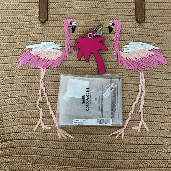 Coach Palm Tree Bag Charm Keychain Silver/Dragonfruit Pink CBK53 - Picture 5 of 6